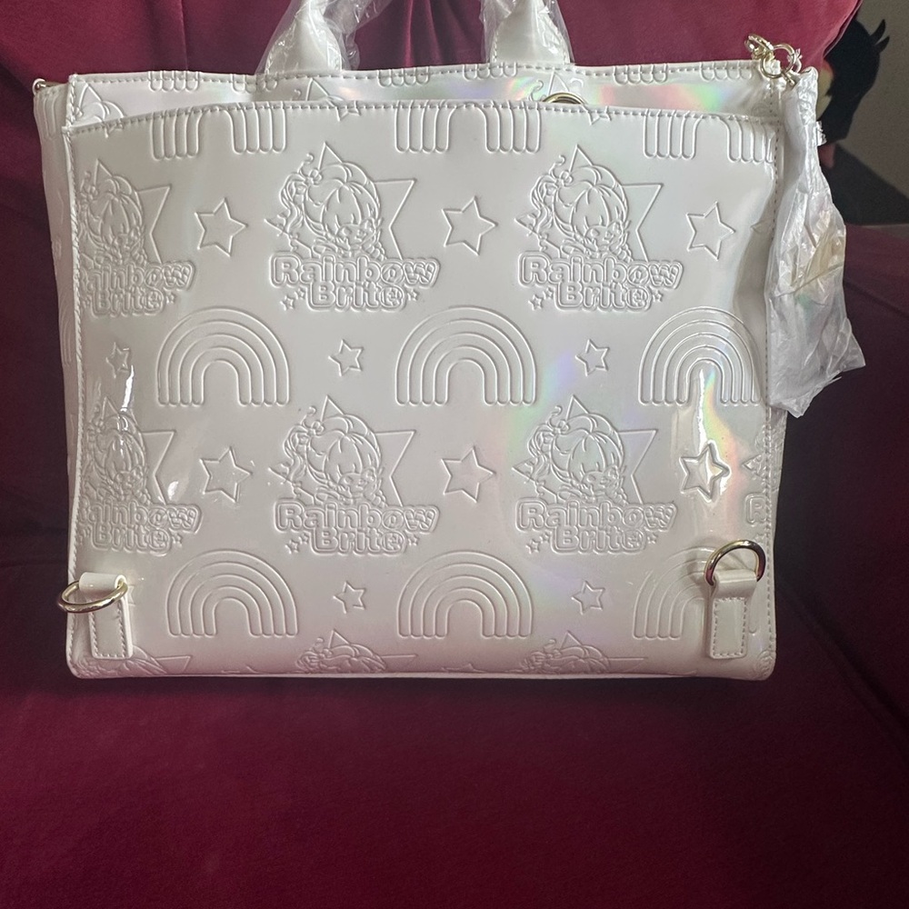 NWT Loungefly Rainbow Brite Iridescent Convertible Backpack & Tote Crossbody Bag - Picture 2 of 5